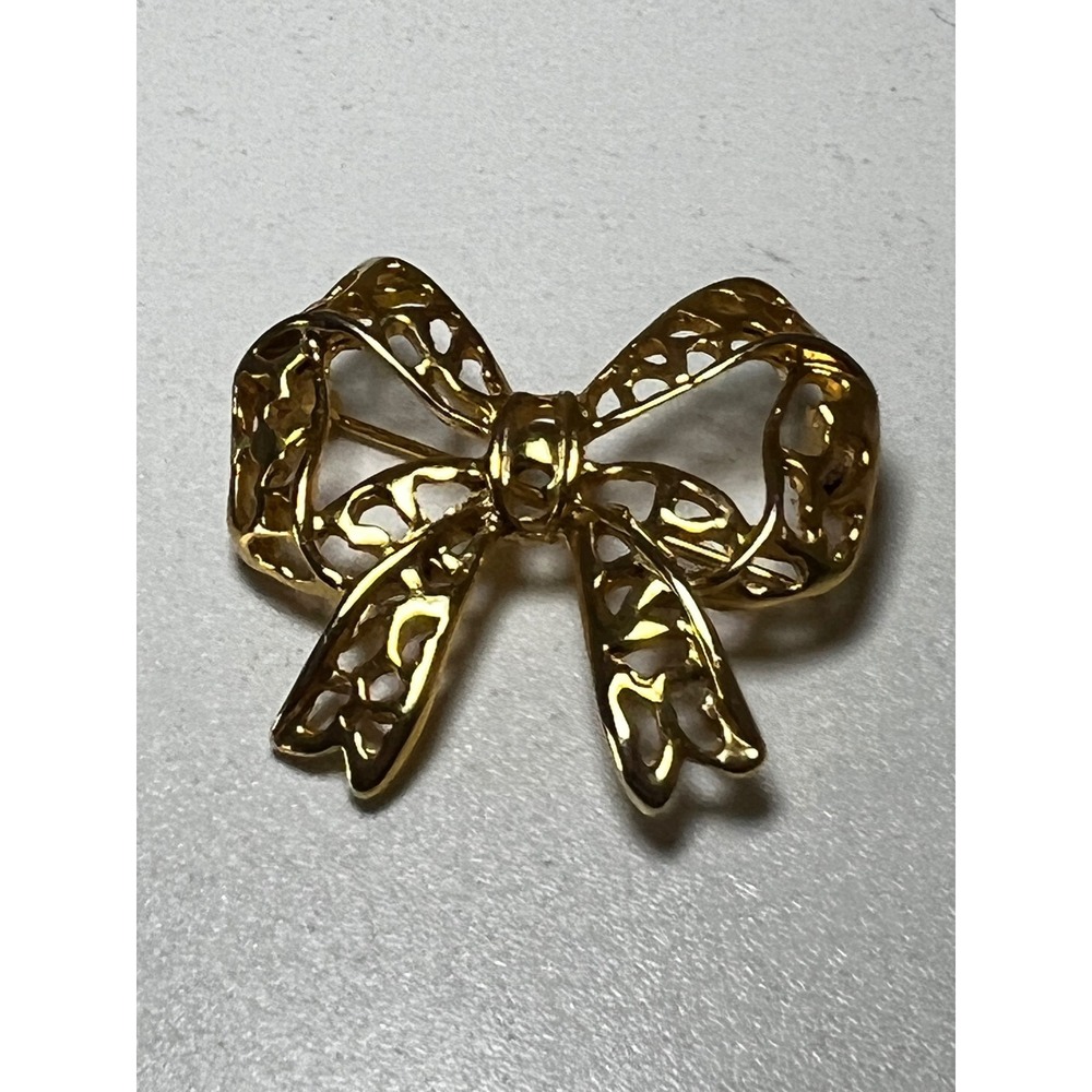 Vintage Openwork Bow Brooch Ribbon Pin Whimsical Statement Jewelry